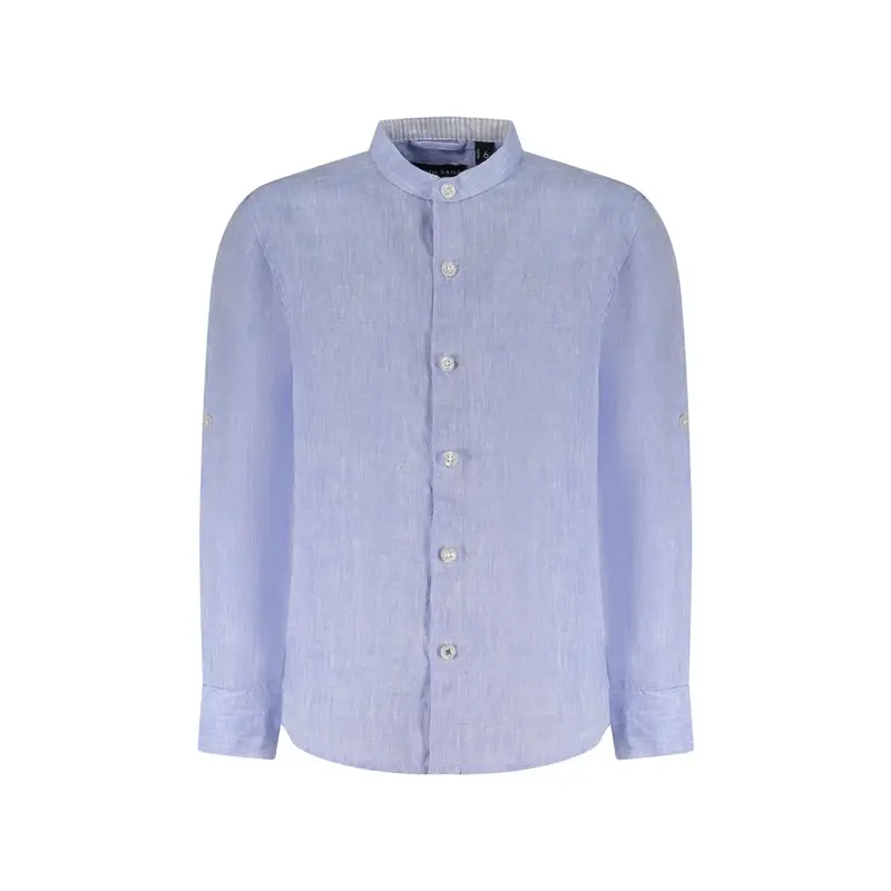 Camicia Maniche Lunghe Bambino Azzurra Ricamo Azzurro