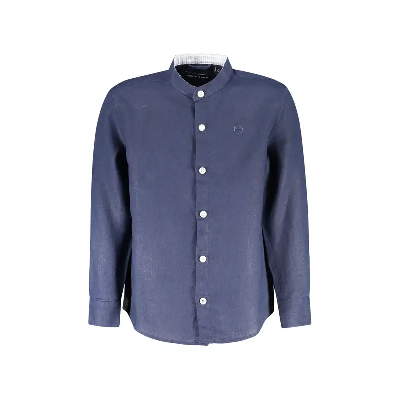 Camicia Maniche Lunghe Bambino Blu Ricamo