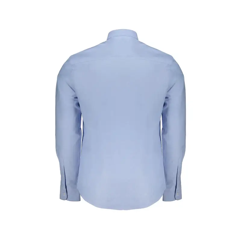 Camicia Maniche Lunghe Uomo Azzurra Ricamo Azzurro miniatura 2