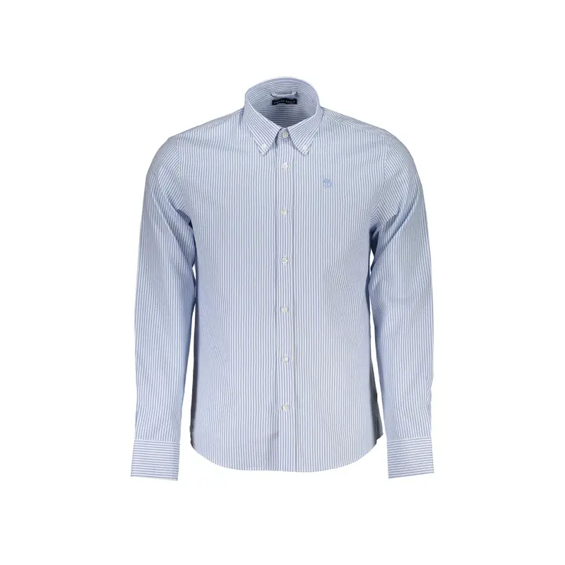 Camicia Maniche Lunghe Uomo Azzurra Ricamo Azzurro