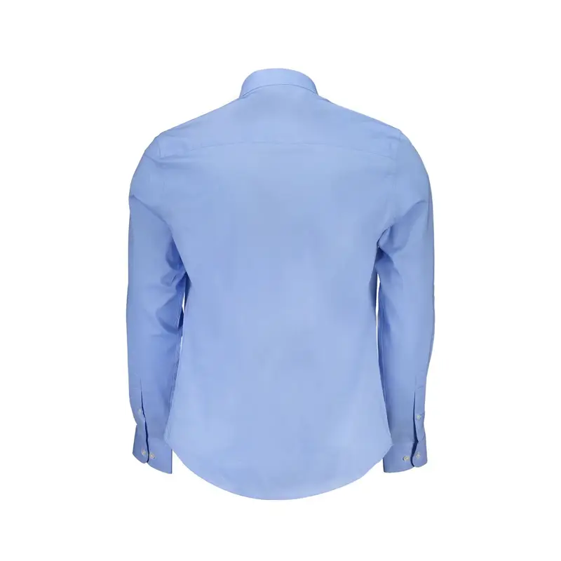 Camicia Maniche Lunghe Uomo Azzurra Ricamo Azzurro miniatura 2
