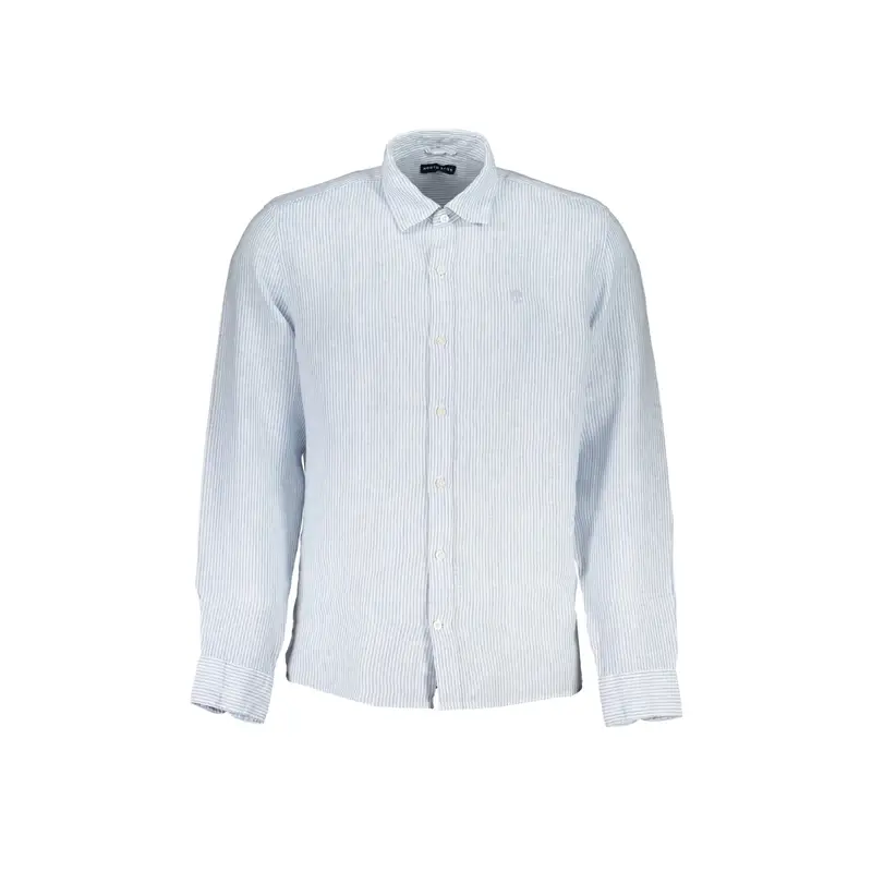 Camicia Maniche Lunghe Uomo Azzurra Ricamo Azzurro
