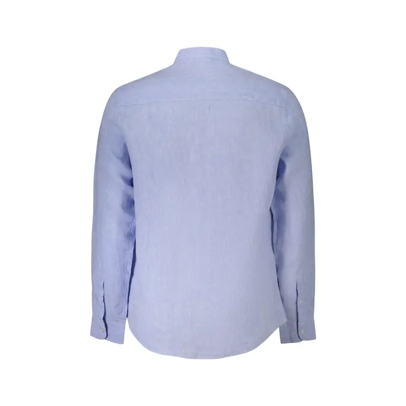 Camicia Maniche Lunghe Uomo Azzurra Ricamo Azzurro miniatura 2