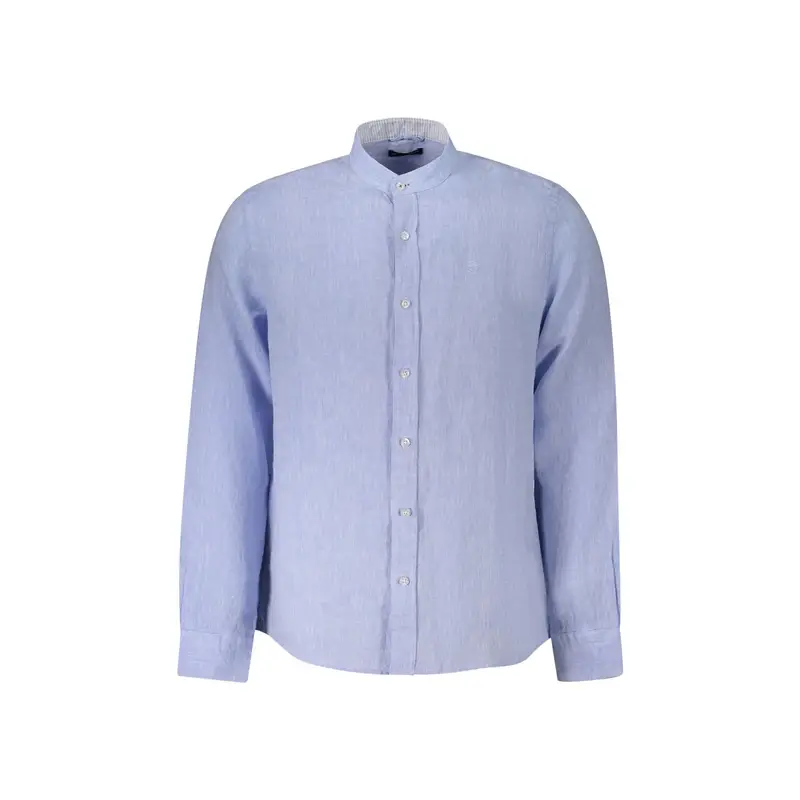 Camicia Maniche Lunghe Uomo Azzurra Ricamo Azzurro