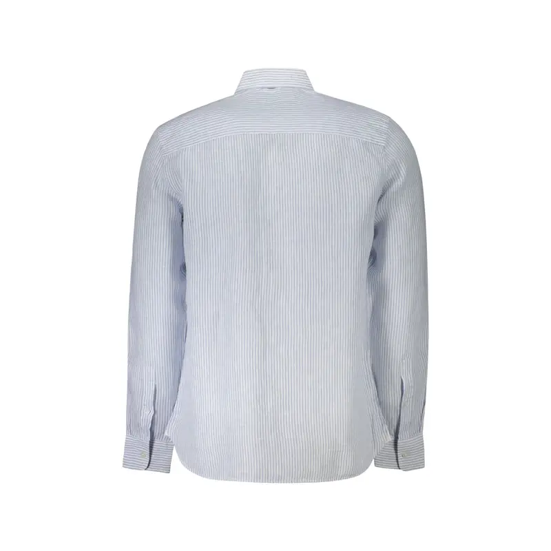 Camicia Maniche Lunghe Uomo Azzurra Ricamo Azzurro miniatura 2