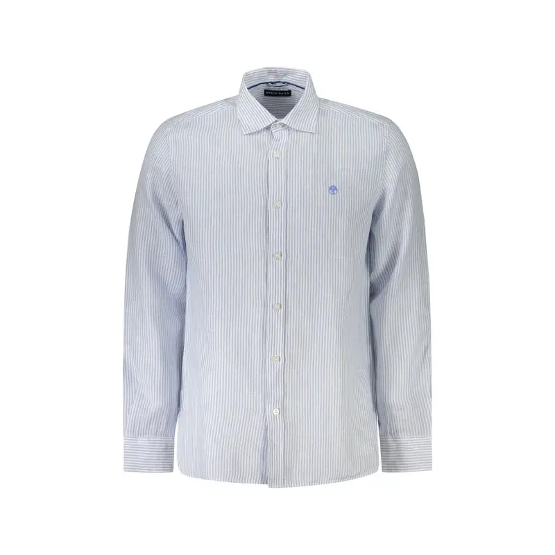 Camicia Maniche Lunghe Uomo Azzurra Ricamo Azzurro