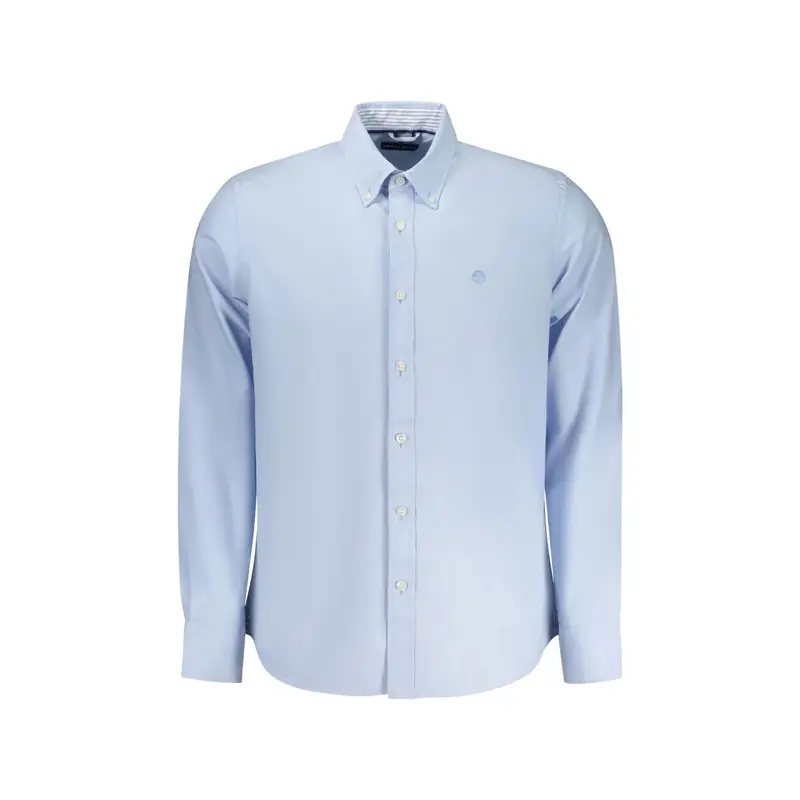 Camicia Maniche Lunghe Uomo Azzurra Ricamo Azzurro