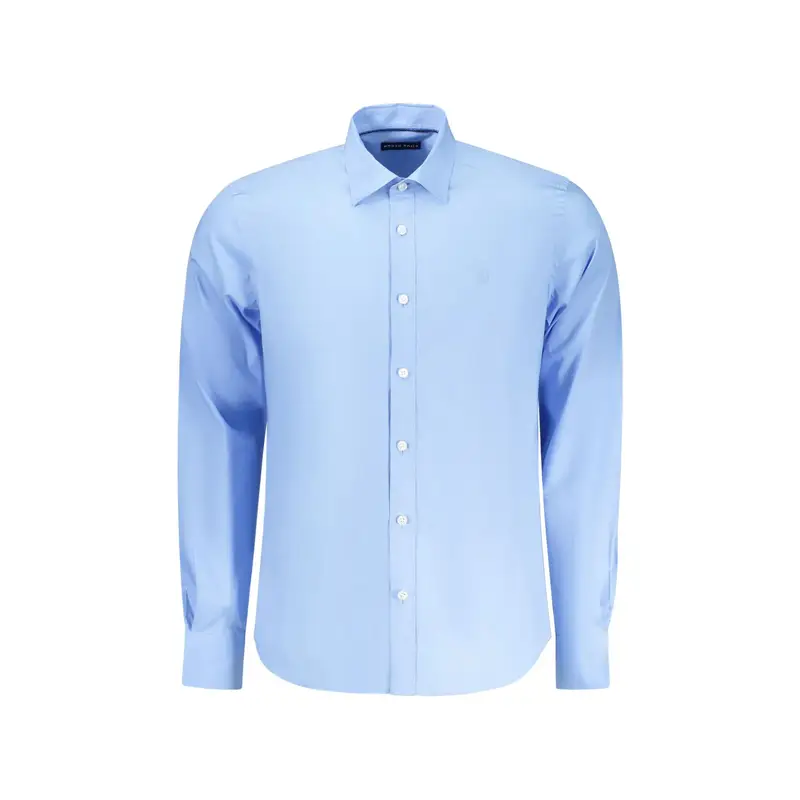 Camicia Maniche Lunghe Uomo Azzurra Ricamo Azzurro