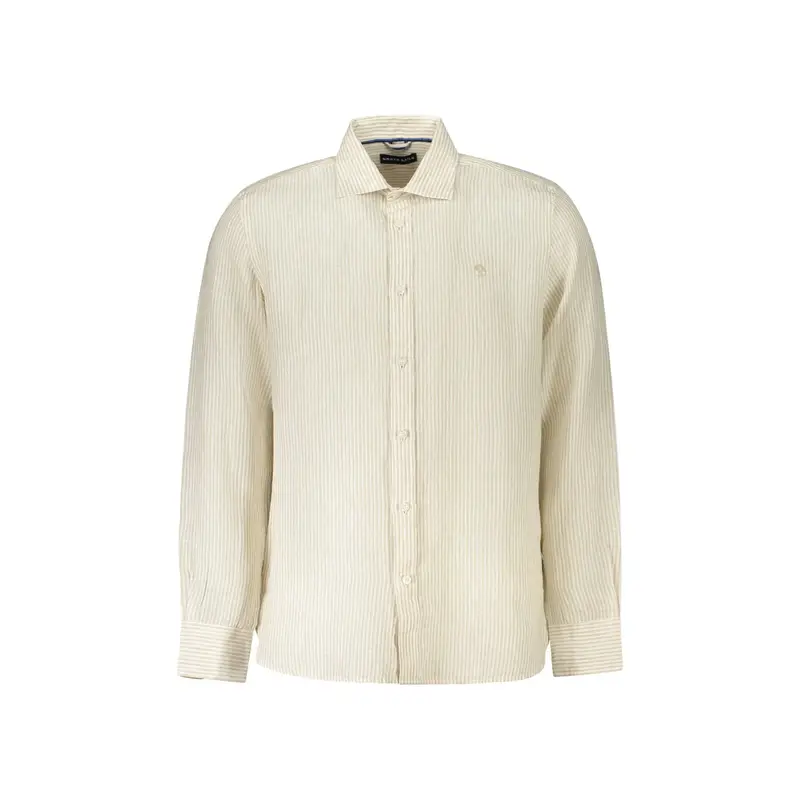 Camicia Maniche Lunghe Uomo Beige Ricamo