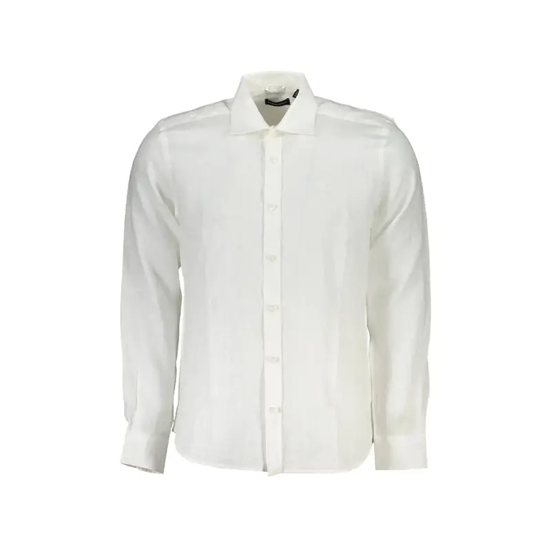 North Sails Camicia Maniche Lunghe Uomo Bianca in Lino con Ricamo