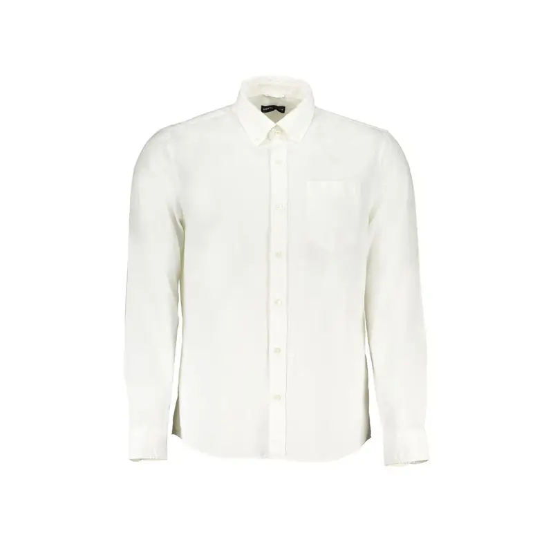 Camicia Maniche Lunghe Uomo Bianca Ricamo Bianco