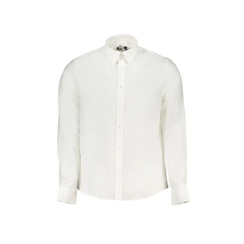 Camicia Maniche Lunghe Uomo Bianca Ricamo Bianco