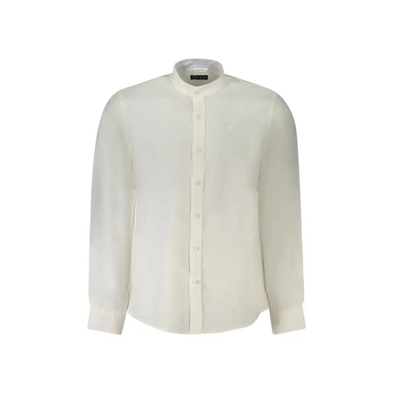 Camicia Maniche Lunghe Uomo Bianca Ricamo Bianco