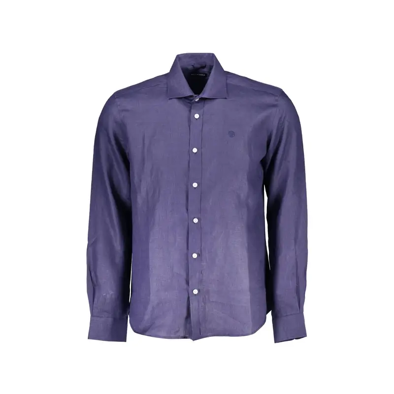 North Sails Camicia Maniche Lunghe Uomo Blu in Lino con Ricamo