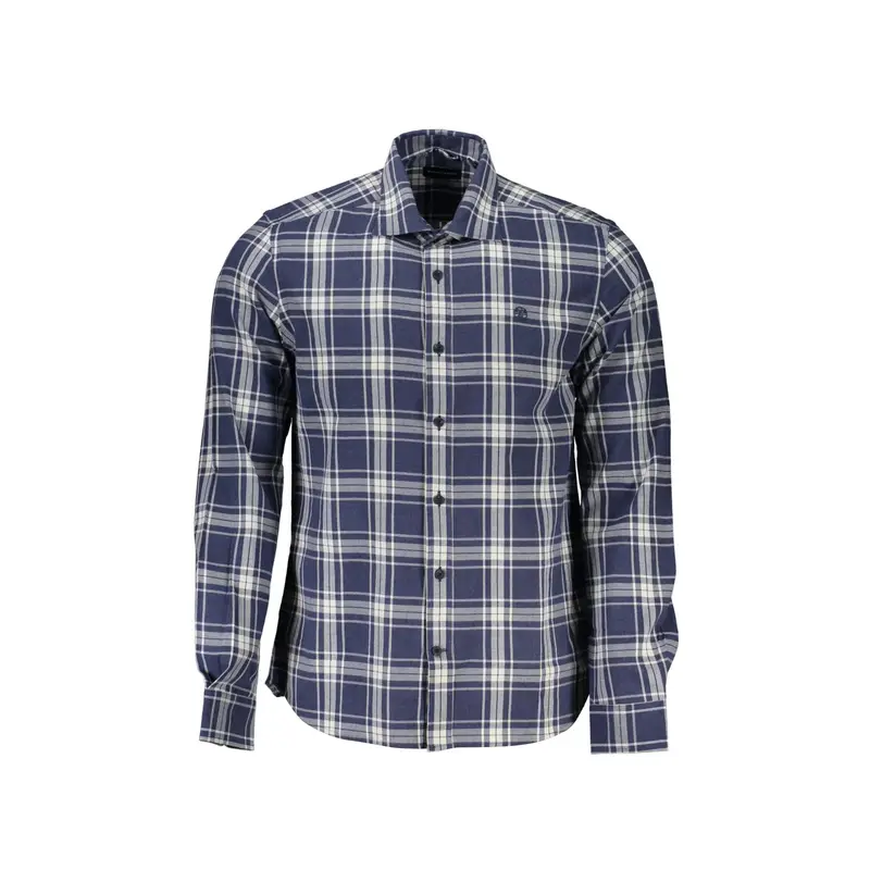 Camicia Maniche Lunghe Uomo Blu Ricamo