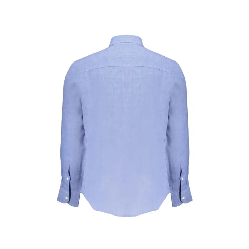 Camicia Maniche Lunghe Uomo Blu Ricamo miniatura 2