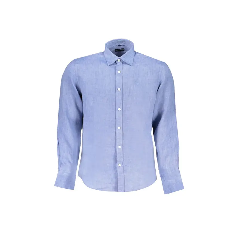 Camicia Maniche Lunghe Uomo Blu Ricamo