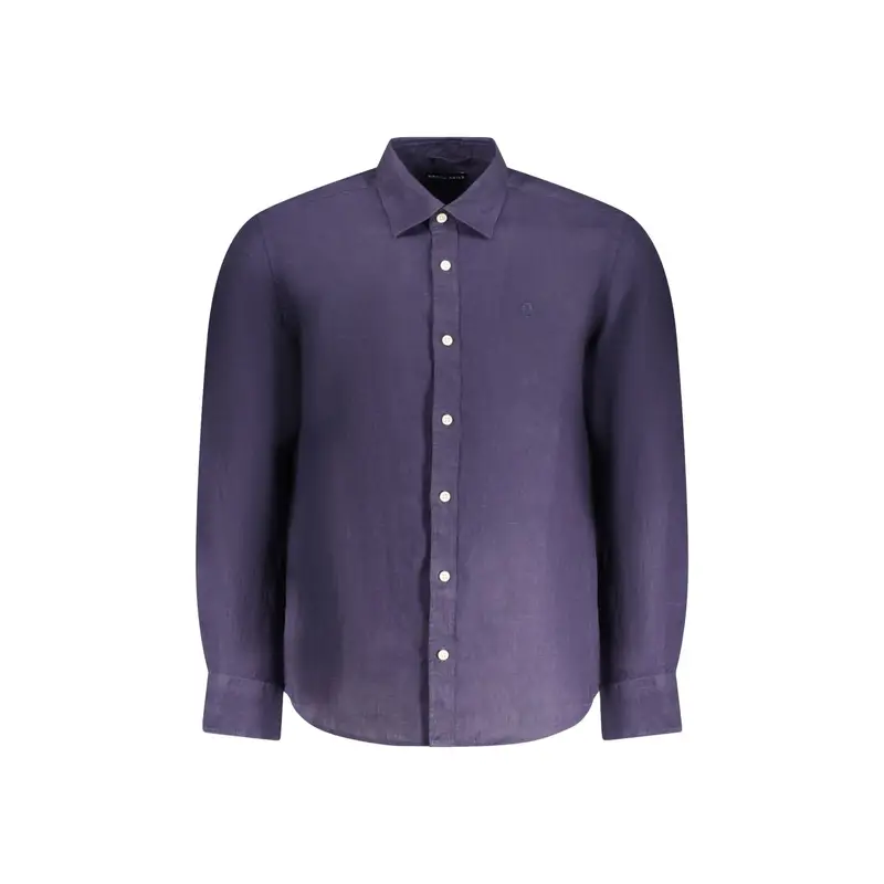 Camicia Maniche Lunghe Uomo Blu Ricamo
