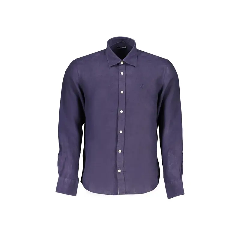 Camicia Maniche Lunghe Uomo Blu Ricamo miniatura 3