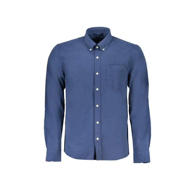 Camicia Maniche Lunghe Uomo Blu Ricamo