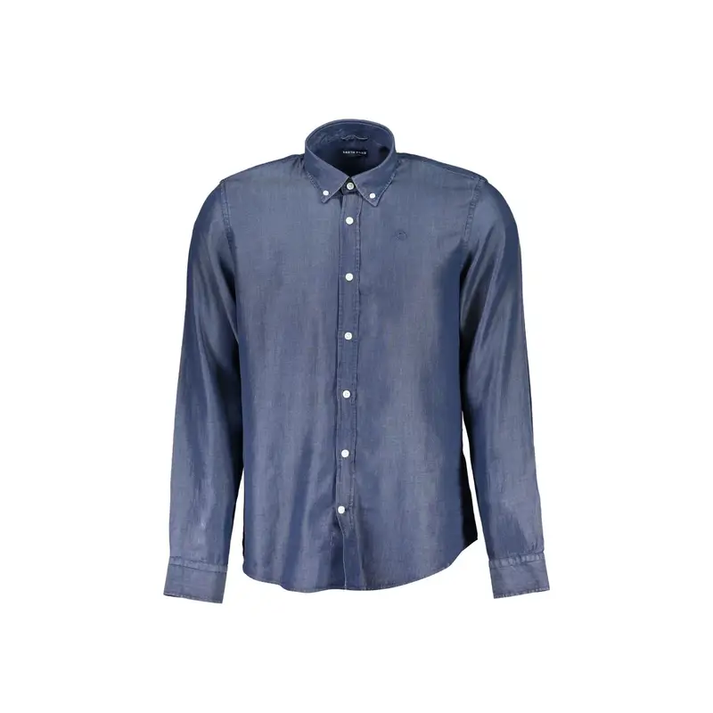 Camicia Maniche Lunghe Uomo Blu Ricamo