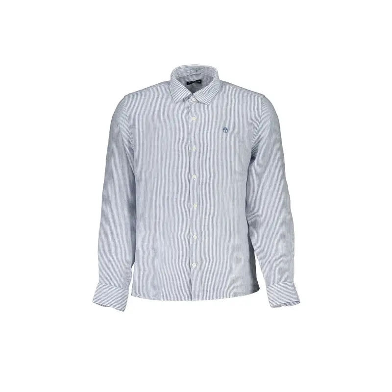 Camicia Maniche Lunghe Uomo Blu Ricamo