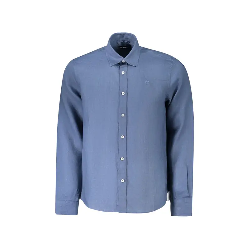 Camicia Maniche Lunghe Uomo Blu Ricamo