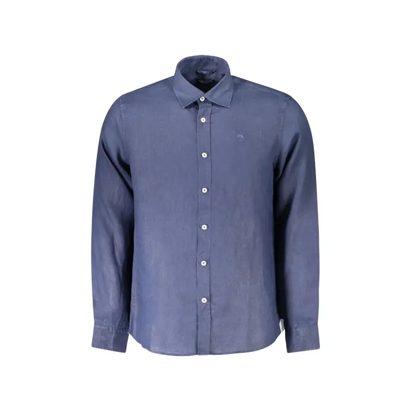 Camicia Maniche Lunghe Uomo Blu Ricamo