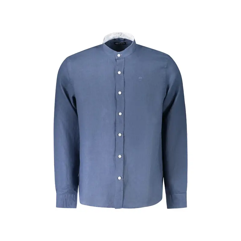 Camicia Maniche Lunghe Uomo Blu Ricamo