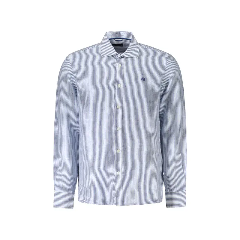 Camicia Maniche Lunghe Uomo Blu Ricamo
