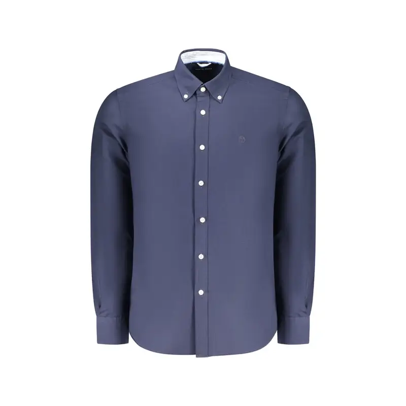 Camicia Maniche Lunghe Uomo Blu Ricamo