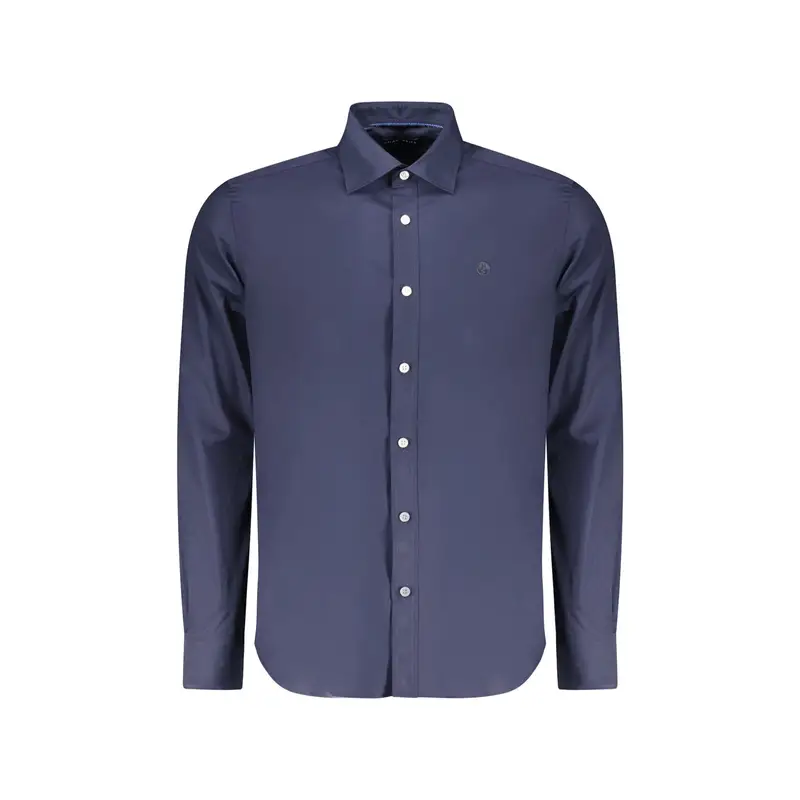 Camicia Maniche Lunghe Uomo Blu Ricamo