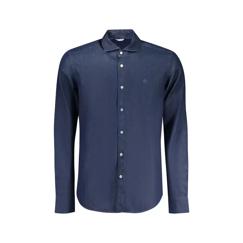 Camicia Maniche Lunghe Uomo Blu Ricamo