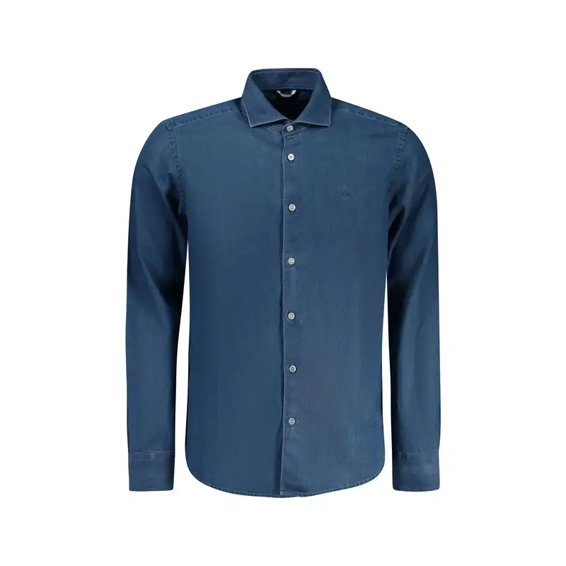 Camicia Maniche Lunghe Uomo Blu Ricamo