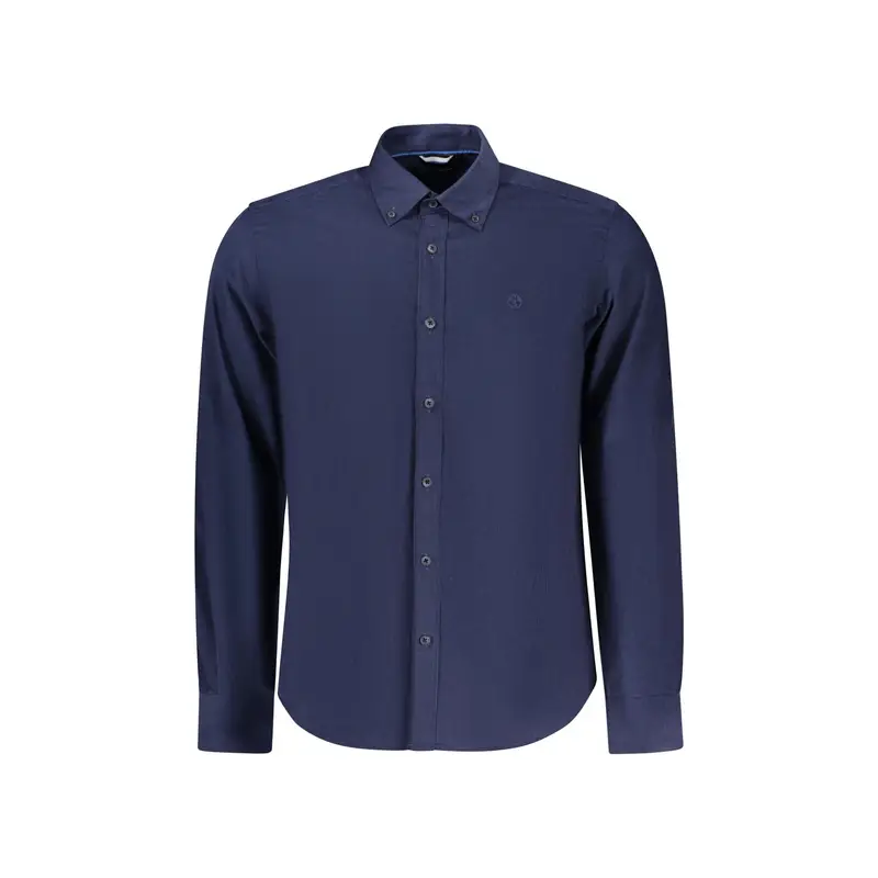 Camicia Maniche Lunghe Uomo Blu Ricamo