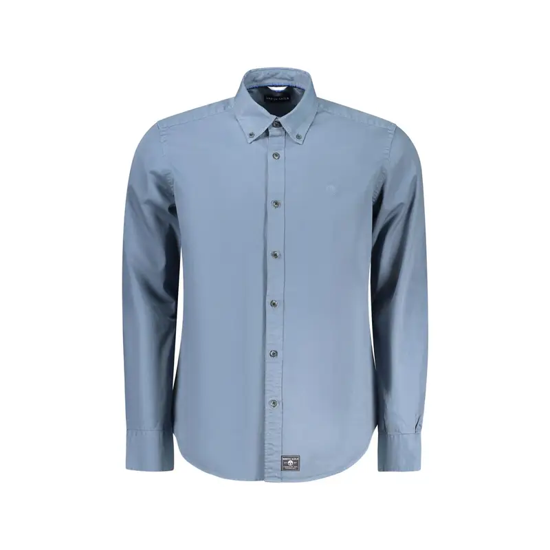 Camicia Maniche Lunghe Uomo Blu Ricamo