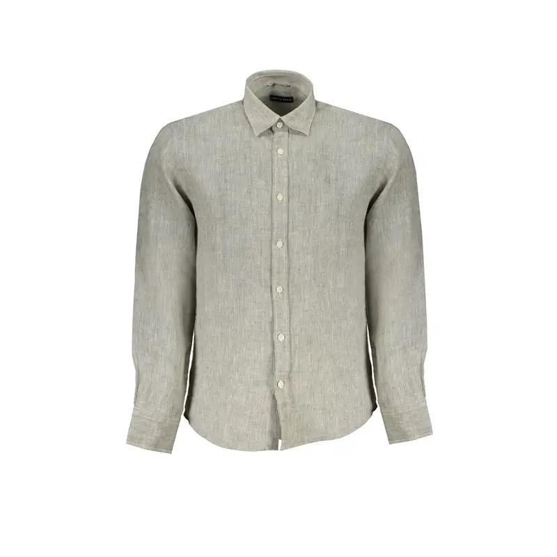 Camicia Maniche Lunghe Uomo Grigia Ricamo Grigio