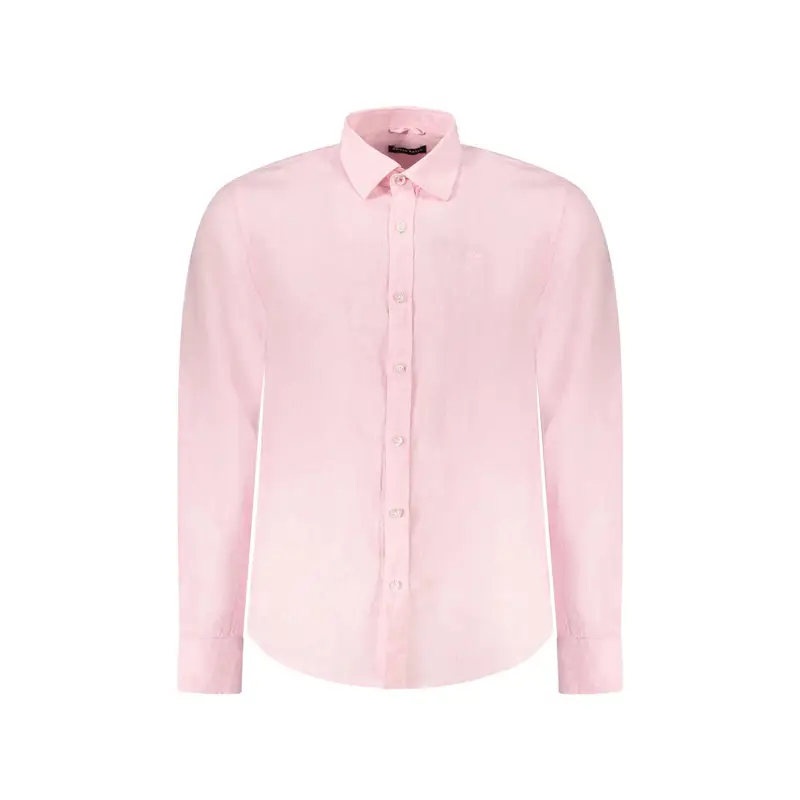 Camicia Maniche Lunghe Uomo Rosa Ricamo