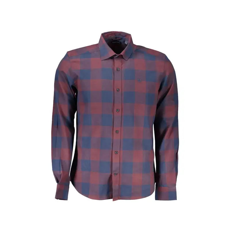 Camicia Maniche Lunghe Uomo Rossa Ricamo Rosso