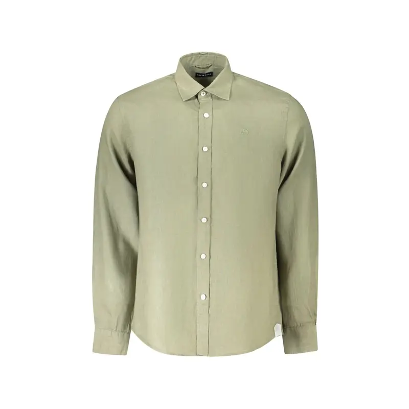 Camicia Maniche Lunghe Uomo Verde Ricamo