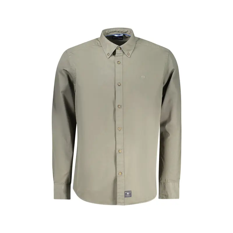 Camicia Maniche Lunghe Uomo Verde Ricamo