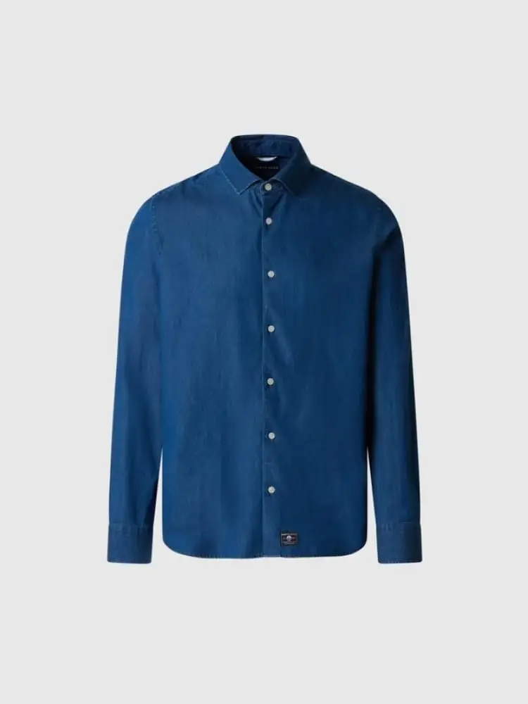 camicia uomo in denim di cotone regular fit