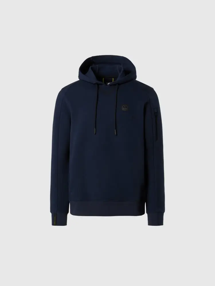 felpa con cappuccio in piquet scuba blu