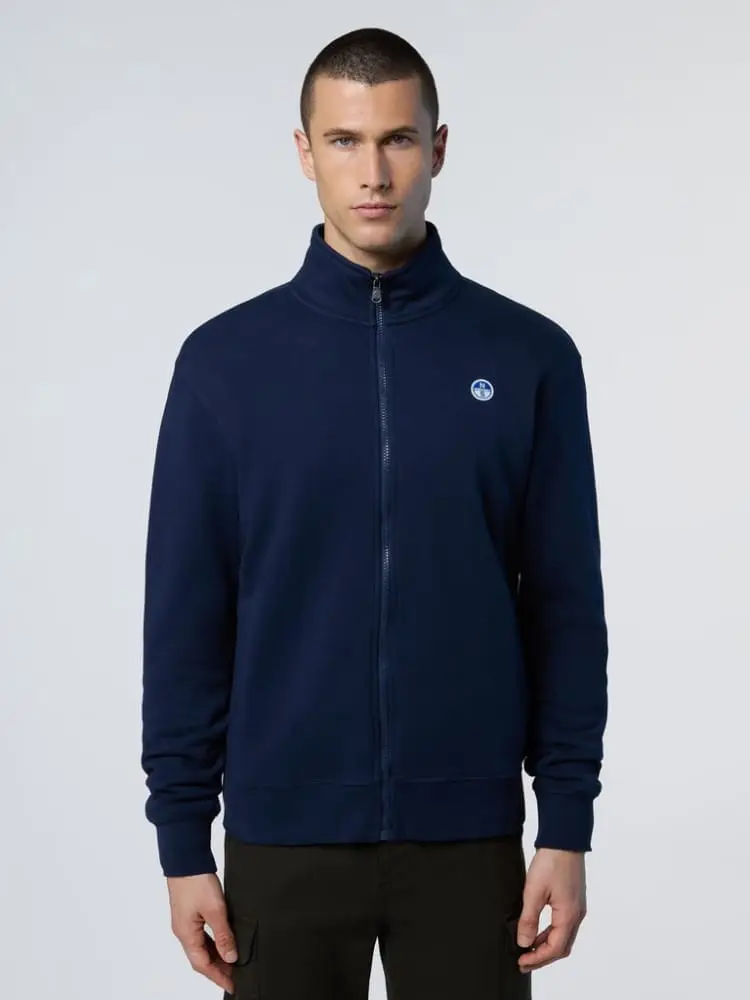 felpa full zip con patch logo navy blue