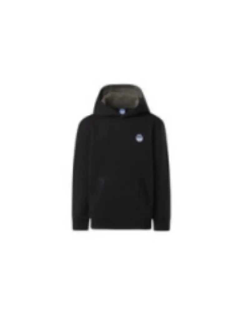 felpa kids/junior con cappuccio in cotone nero con patch logo