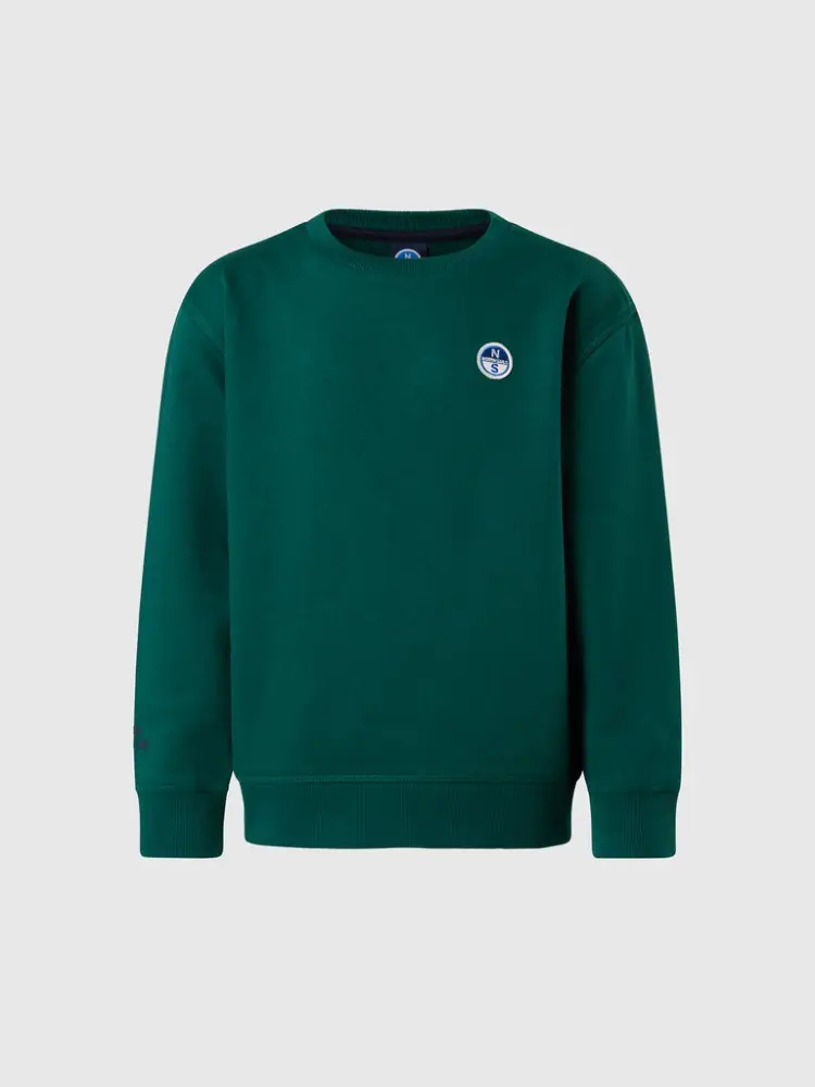 felpa kids/junior in cotone verde con patch logo