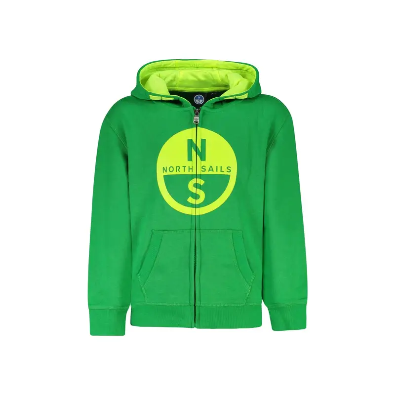 North Sails Felpa Bambino Verde con Zip e Cappuccio
