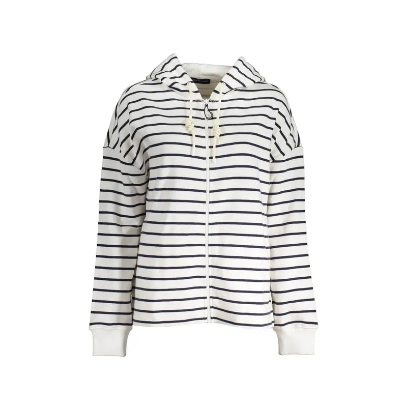 Felpa Maniche Lunghe Donna Bianca Zip Bianco