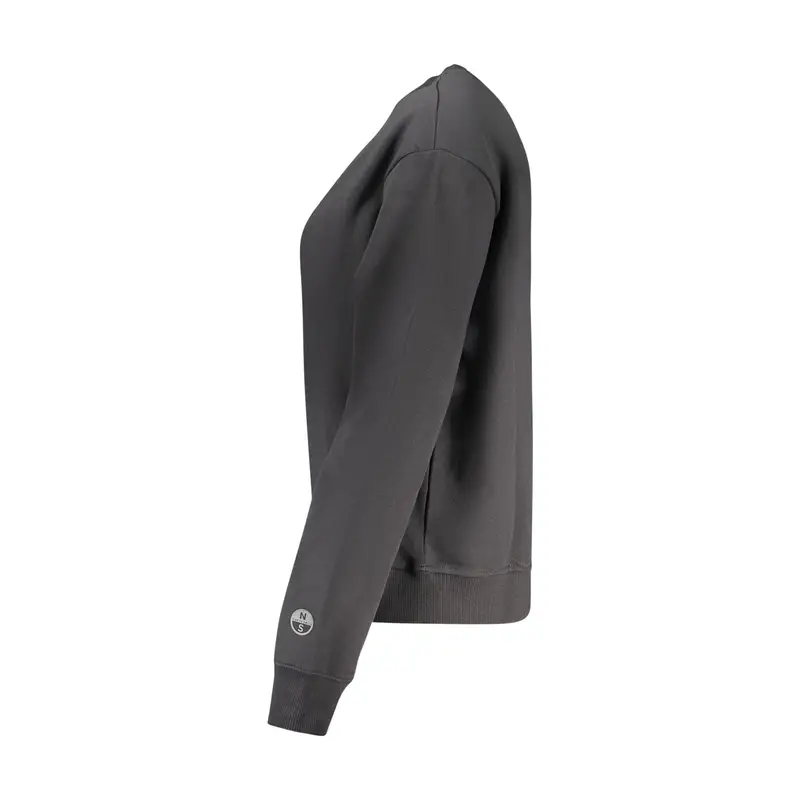 Felpa Maniche Lunghe Donna Nera Stampa in Rilievo Logo Nero miniatura 3