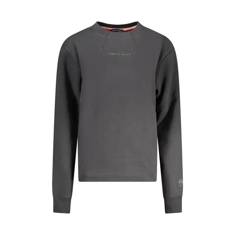 Felpa Maniche Lunghe Donna Nera Stampa in Rilievo Logo Nero